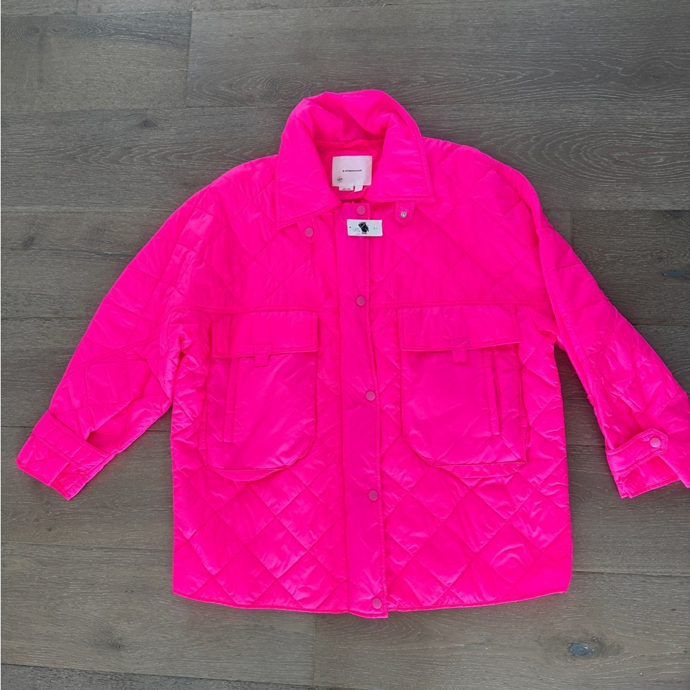 Anthropologie Hot Pink Quilted Jacket